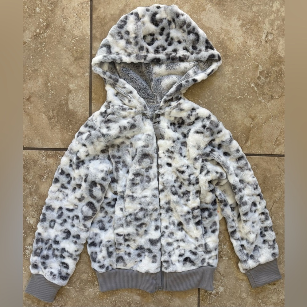 Girls Zipup Hoodie XS Extra Small 4-5 Soft Cozy White Gray Grey NEW